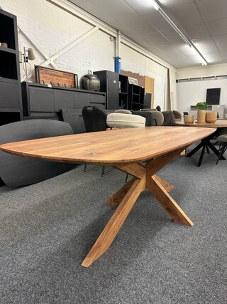Eetkamertafel Acacia Deensovaal 240cm, Eleonora, naturel